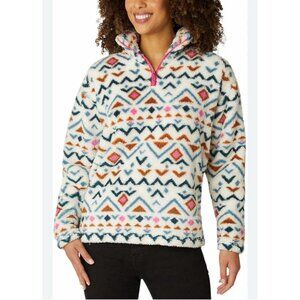 Eddie Bauer Aztec Fleece Pullover Sweater Quarter Zip Long Sleeves Women's Sz L